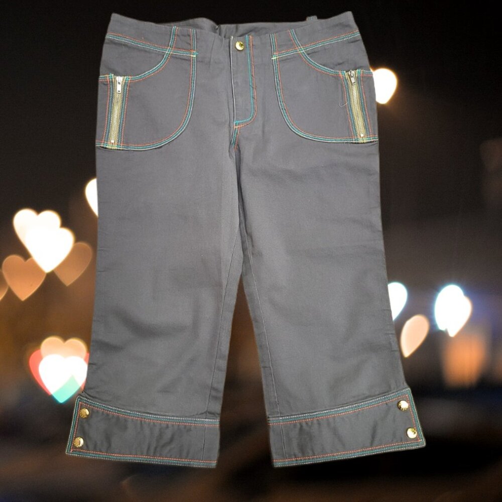 SOGO Womens Cropped Capris pants Olive green Size S NEW